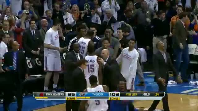 Watch NBA: Durant Fired Up! Drops 11 Points in Last 3:30 for Comeback Win Over Blazers Video