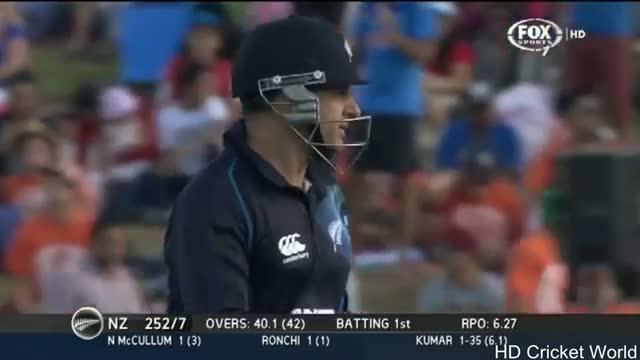 Watch Bhuvneshwar Kumar Perfect Yorker to Nathan McCullum - IND vs NZ  2nd ODI - 22 Jan 2014 Video