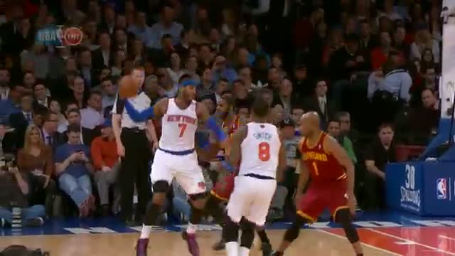 Watch NBA: Carmelo Anthony Drives Baseline and Dunks on Tyler Zeller! Video