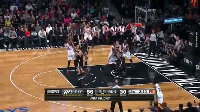 Watch NBA: Kevin Durant and Serge Ibaka Combine to Blowout the Nets Video