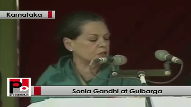 Watch Sonia Gandhi : Rahul Gandhi had promised special status to Gulbarga and we delivered Video