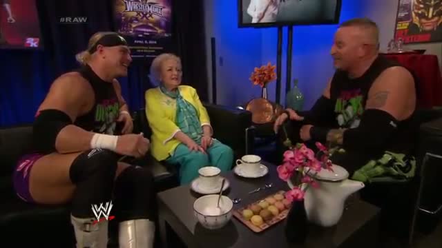Watch Betty White encounters The New Age Outlaws: WWE Raw, Feb. 10, 2014 Video