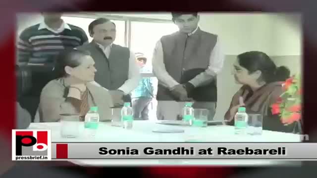Watch Sonia Gandhi in Raebareli holds discussions regarding progress of development works Video