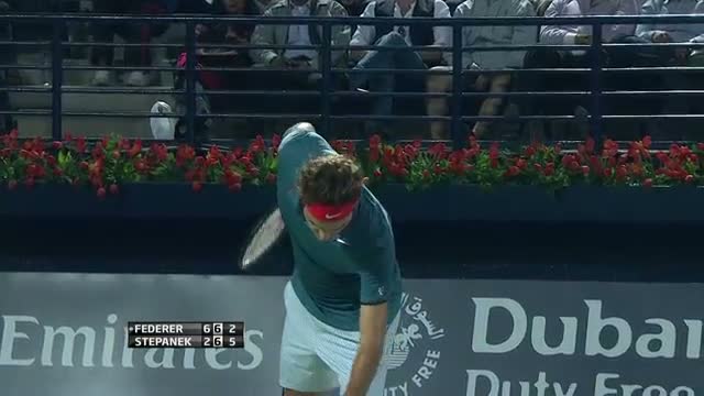 Watch Dubai 2014 Federer Tests Ball Boy Reflexes Video