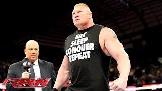 Watch Paul Heyman says Brock Lesnar will end The Undertaker's Streak at WrestleMania: WWE Raw, March 3, 2014 Video
