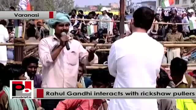 Watch Rahul Gandhi to rickshaw pullers : Your issues are not small issues, they are big issues for me Video