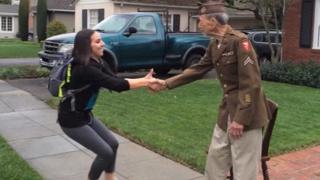 Watch Runners Give Spontaneous Tribute To WWII Veteran Video