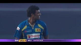 Watch Thisara Perera skittles last two wickets of the innings (Asia Cup 2014 - 10th ODI, Ban vs SL) Video