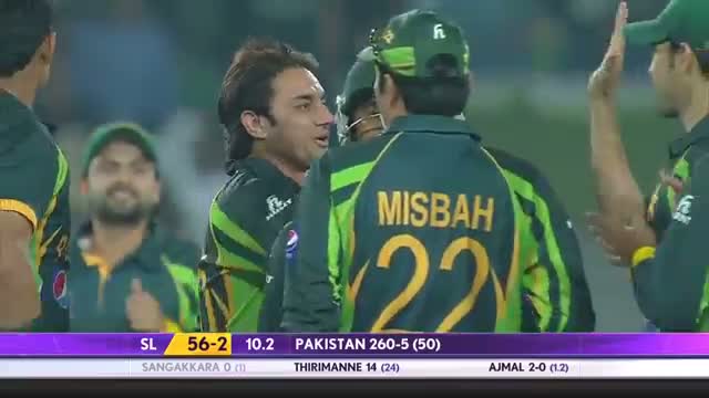 Watch Saeed Ajmal claims first three left-hander batsman (Asia Cup 2014 - Final, Pak vs SL) Video