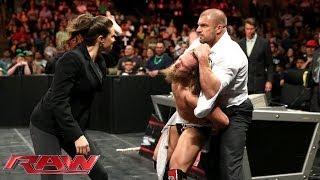 Watch A handcuffed Daniel Bryan is assaulted by Triple H and Stephanie McMahon: Raw, March 17, 2014 Video