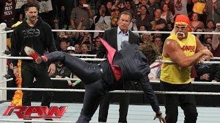 Watch Arnold Schwarzenegger and Joe Manganiello join Hulk Hogan in the Ring: WWE Raw, March 24, 2014 (WWE Video) Video