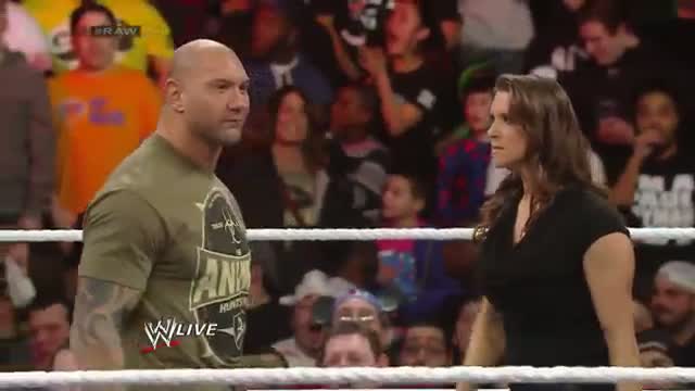 Watch Stephanie McMahon, Batista and Randy Orton argue about WrestleMania: WWE Raw, March 24, 2014 Video