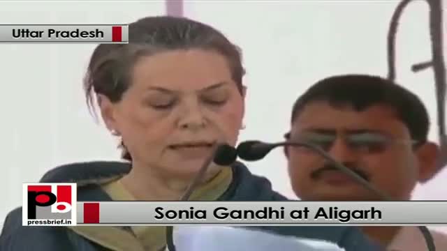 Watch Sonia Gandhi at Aligarh (UP): We will fight for a country which respects unity in diversity Video