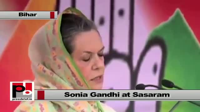 Watch Sonia Gandhi at Sasaram : Bihar has produced many brave leaders Video