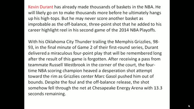 Watch Kevin Durant makes most ridiculous clutch four point play (Basketball Video) Video