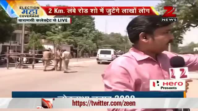 Watch Elections 2014: Narendra Modi arrives in Varanasi to file nomination Video