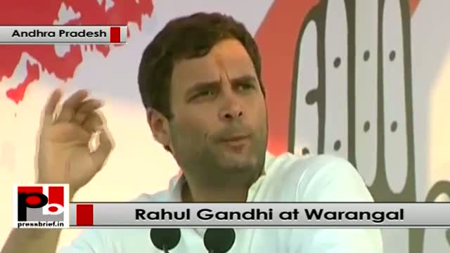 Watch Rahul Gandhi at Warangal, Andhra Pradesh attacks TDP, BJP and TRS Video