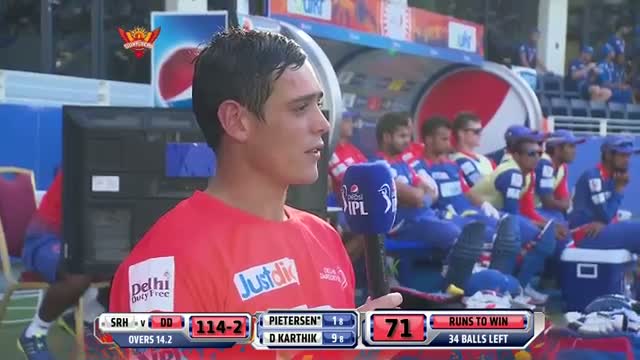 Watch SRH vs DD - Match 12 - Interview with DD batsmen Quinton de Kock - PEPSI IPL 2014 (25 April 2014) Video
