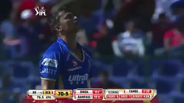 Watch RR vs RCB - Match 14 - Pravin Tambe finishes RCB innings on a nightmare, with 4 wickets - PEPSI IPL 2014 (26 April 2014) Video