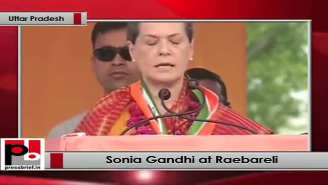 Watch Sonia Gandhi addresses rally at Raebareli, (Uttar Pradesh) Video