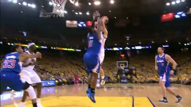 Watch NBA: Klay Thompson Climbs the Ladder for the Jam on Big Baby (Basketball Video) Video