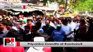 Watch Priyanka Gandhi walks barefoot in Raebareli Video