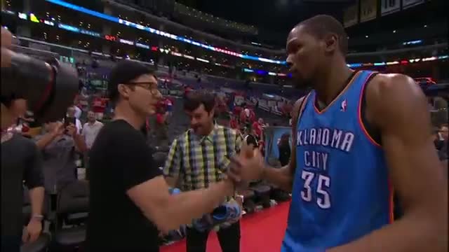 Watch NBA: Kevin Durant Gives His Shoes to Bubba Watson (Basketball Video) Video