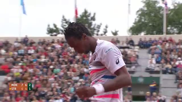 Watch GaÃƒÂ«l Monfils' crazy dive shot at Roland Garros Video