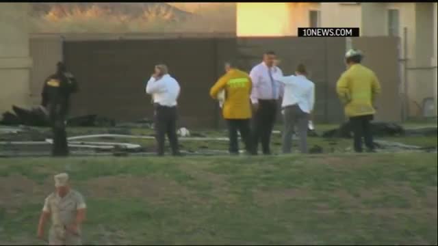 Watch Military Jet Crash Sets Homes Ablaze in Calif. Video