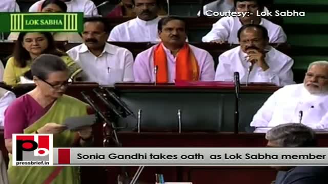 Watch Congress President Sonia Gandhi takes oath as Lok Sabha member Video