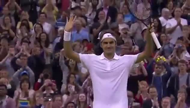 Watch Federer enjoys the win v Muller - Wimbledon 2014 Video