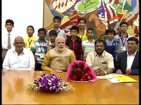 Watch School children from farming community call on PM Narendra Modi Video