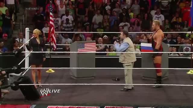 Watch Zeb Colter and Lana participate in a United States-Russia Detente: WWE Raw, July 14, 2014 Video