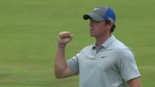 Watch The Open Championship - Rory McIlroy approach shot and eagle putt on 18 Rnd 2 Video