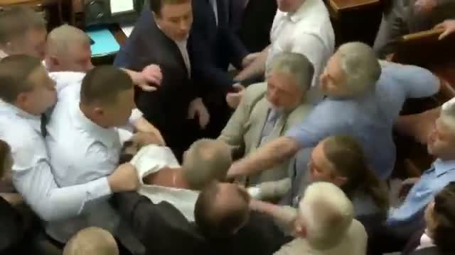 Watch Fight Breaks Out in Ukraine Parliament Video