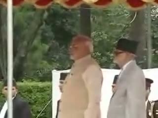 Watch PM Narendra Modi at official welcome, at Tribhuvan International Airport, Kathmandu Nepal. Video