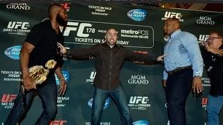 Watch Jon Jones, Daniel Cormier fight at UFC press conference, destroy stage Video
