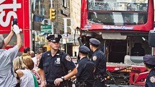 Watch Double-decker Buses Crash in Times Square Video