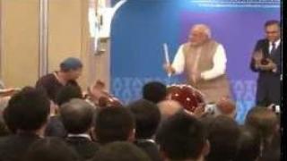 Watch PM Modi with Japanese Ceremonial Drummers Video