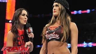 Watch Nikki demands that Brie cease calling herself a "Bella": WWE Raw, Sept. 22, 2014 Video