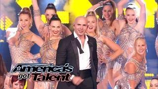 Watch Pitbull: Mr. Worldwide Sings "Fireball" With The Rockettes - America's Got Talent 2014 Finale Video