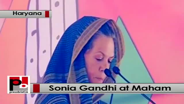 Watch Sonia Gandhi addresses Congress election rally at Maham (Haryana) Video
