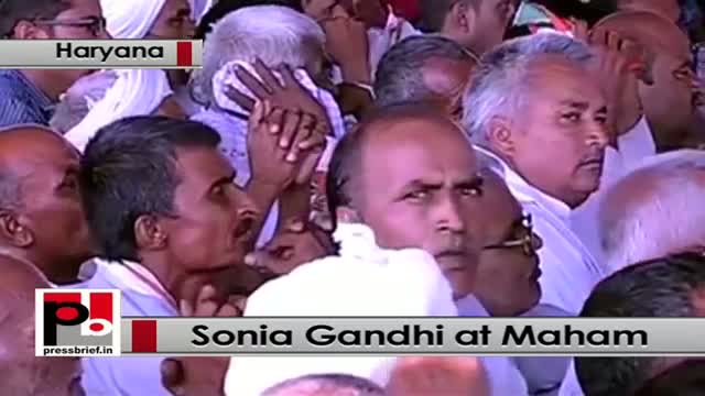 Watch Sonia Gandhi at Meham, Haryana attacks Modi govt Video