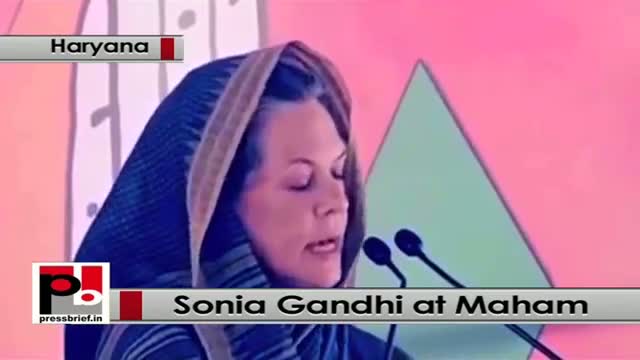 Watch Sonia Gandhi at Meham, Haryana hits out at Modi for making hollow promises Video
