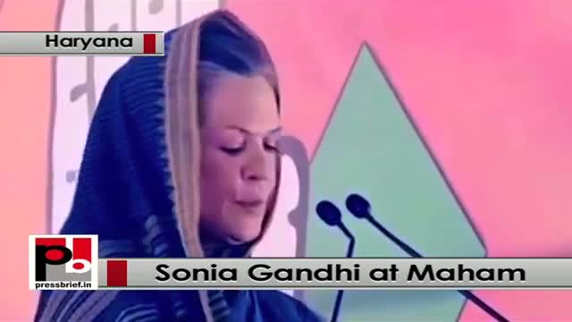 Watch Sonia Gandhi at Meham, Haryana urges people to support Congress for development Video