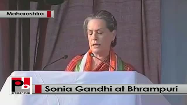 Watch All Modi has done is rename UPA schemes, Sonia Gandhi says at Brahmapuri in Maharashtra Video