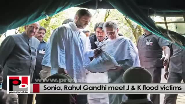 Watch Congress President Sonia Gandhi, party Vice-president Rahul Gandhi meet people at flood-hit J&K Video