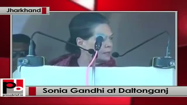 Watch Sonia Gandhi address election rally at Daltonganj, Jharkhand, slams BJP Video