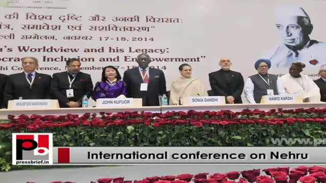 Watch Sonia Gandhi, Rahul at International conference to commemorate 125th birth anniversary of Pt Nehru Video