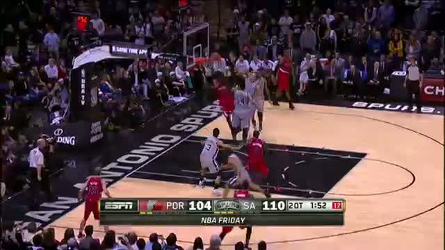 Watch NBA: The Blazers and Spurs Duel in Another Triple Overtime Thriller Video